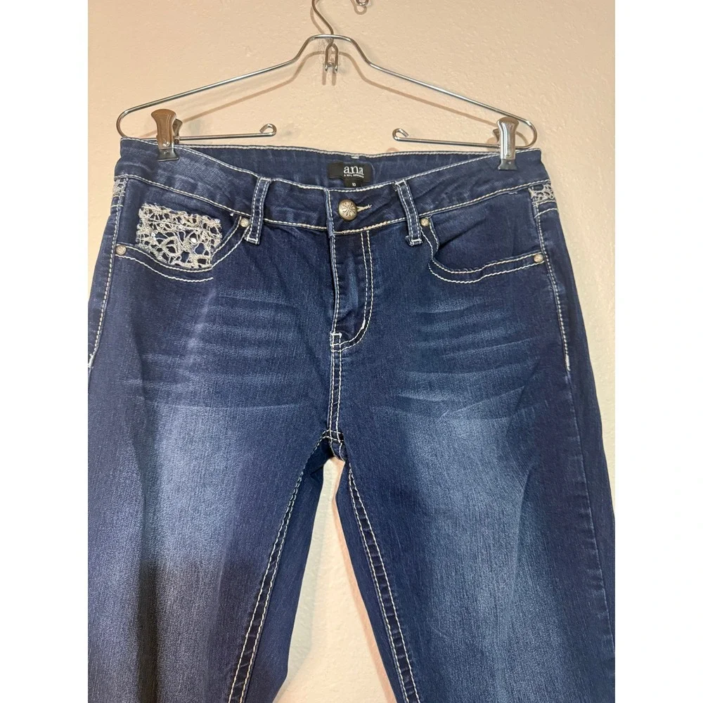 a.n.a A New Approach Womens Bootcut Jeans‎ Dark Wash Sequin Size 10 31 Inseam